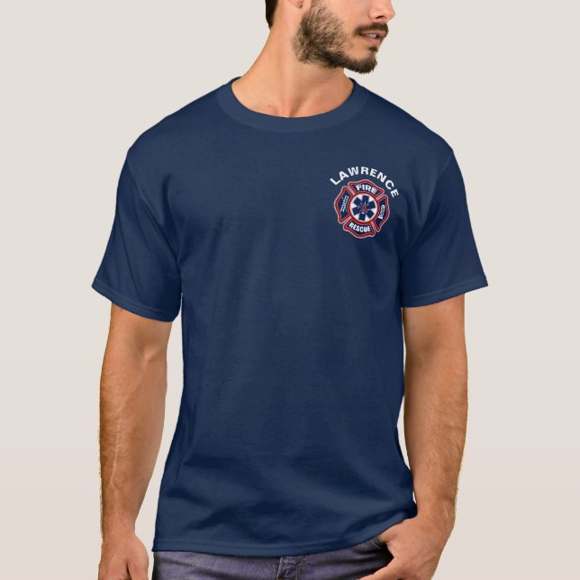 Fire and Rescue Red and Blue T-Shirt (Front)