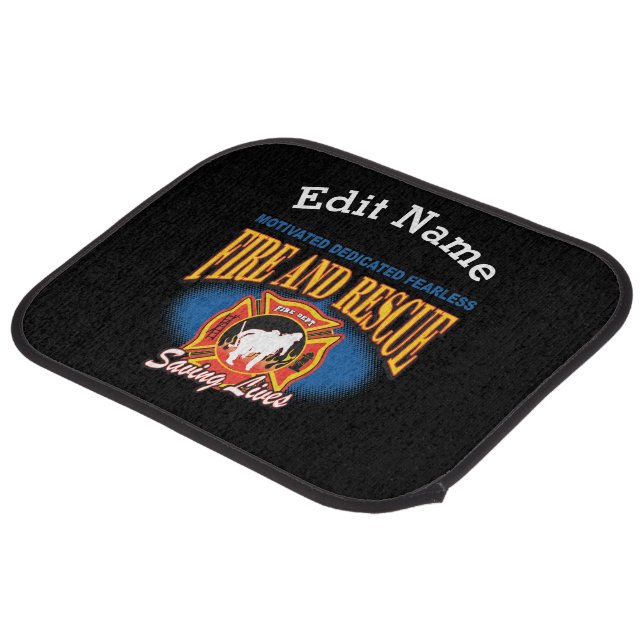 Fire and Rescue Saving Lives Car Mat (Rear Angled)
