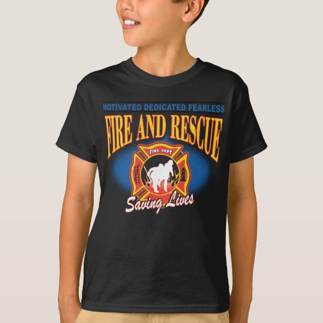 Fire and Rescue Saving Lives T-Shirt (Front)
