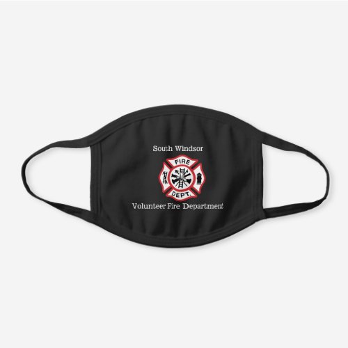Fire and Rescue Volunteer Firefighter Reusable Black Cotton Face Mask