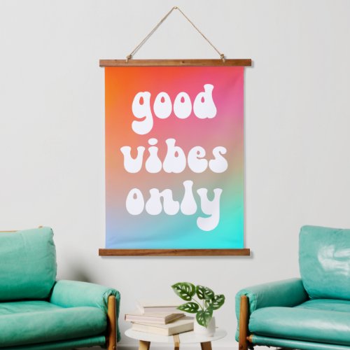 Fire and Sky Gradient Good Vibes Only Hanging Tapestry