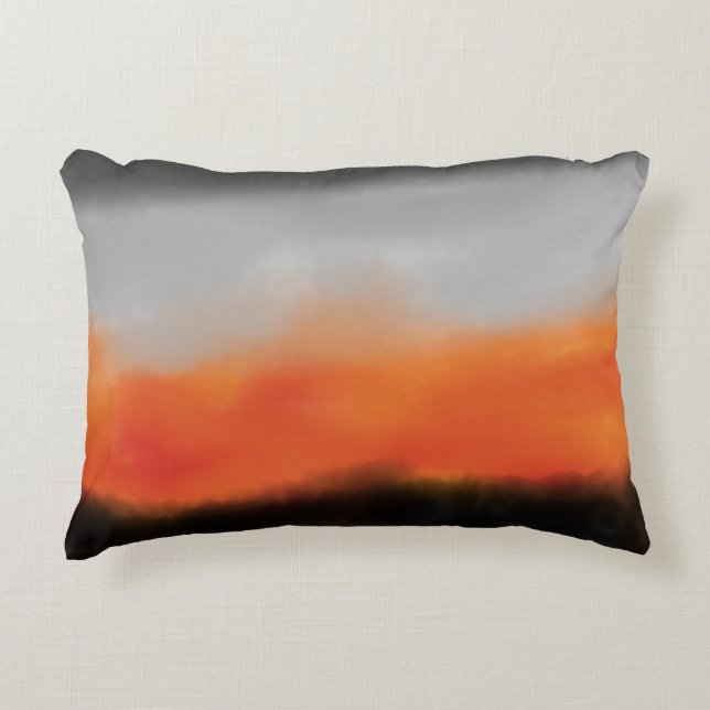 Fire and Smoke Watercolor Accent Pillow (Front)