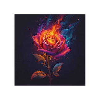 Fire and the Rose Wood Wall Art
