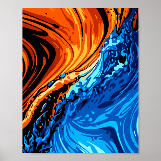 Fire and Water Abstract Fusion Poster (Front)