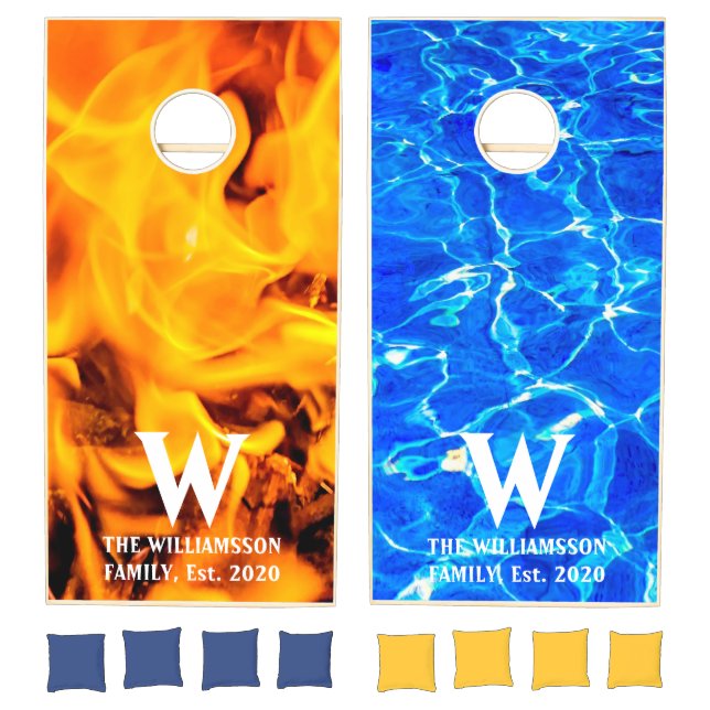 Fire And Water Contrast Customizable Cornhole Set (Set)