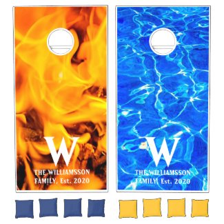 Fire And Water Contrast Customizable Cornhole Set
