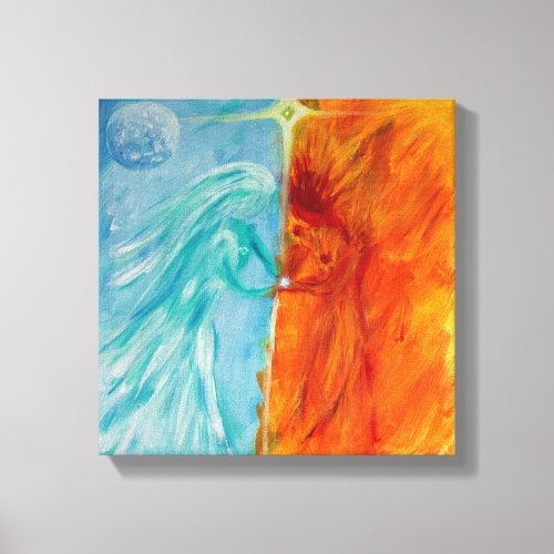 Fire and Water Divine Masculine and Feminine Canvas Print