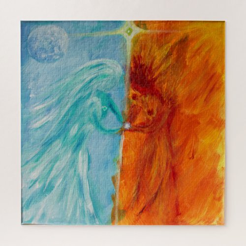 Fire and Water Divine Masculine and Feminine Jigsaw Puzzle