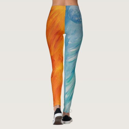 Fire and Water Masculine and Feminine Painting Leggings
