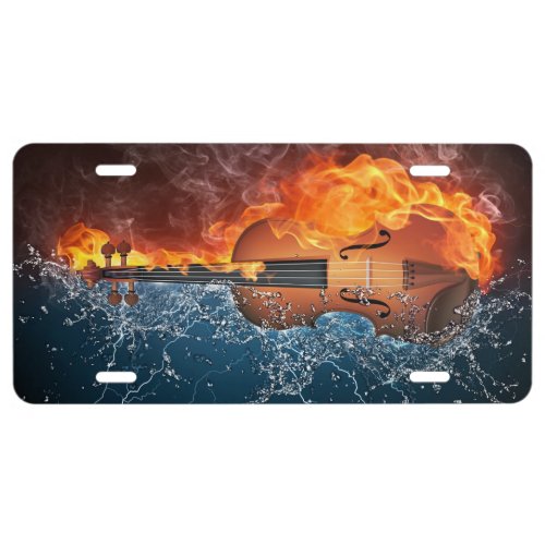Fire and Water Violin License Plate