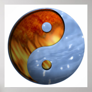 Fire and Water Yin and Yang Symbol Poster