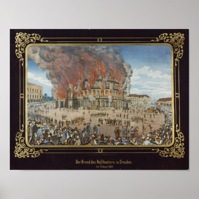 Fire at the Royal Theatre in Dresden Poster (Front)