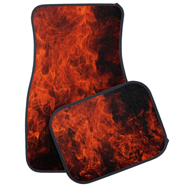 Fire background flame black hot car floor mat (Set)