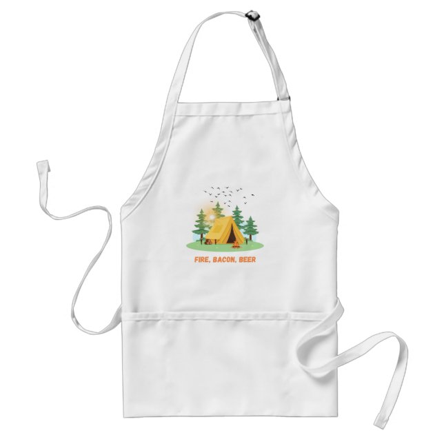 Fire. Bacon. Beer. – Camping  Adult Apron (Front)