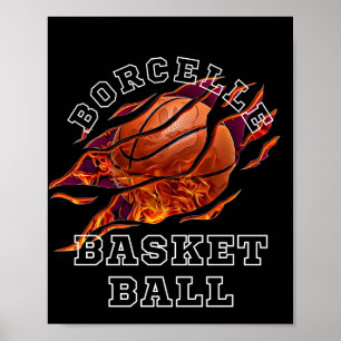Fire Baskerball Lover Black Background Poster
