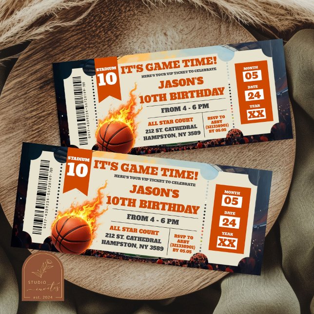 Fire Basketball Slam Dunk Game Ticket Birthday (Creator Uploaded)