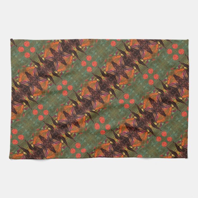 "Fire Bird" alien life forms in flight, tiled Kitchen Towel (Horizontal)