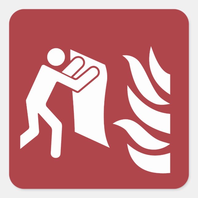 Fire Blanket Safety Sign Square Sticker (Front)
