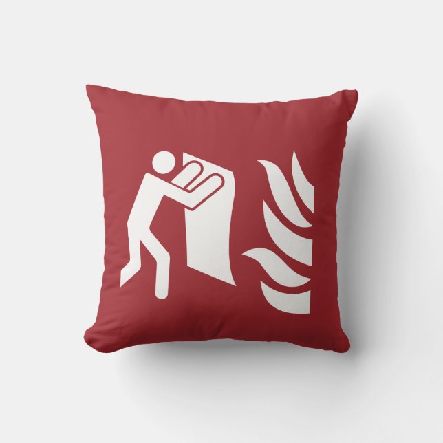 Fire Blanket Safety Sign Throw Pillow (Front)