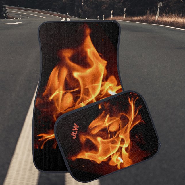 Fire Blazing Flames Photographic Personalized Car Floor Mat (Creator Uploaded)