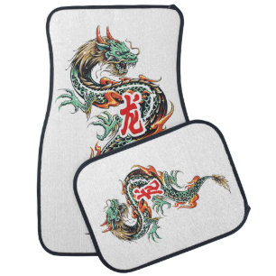 Fire breading dragon oriental illustration car floor mat