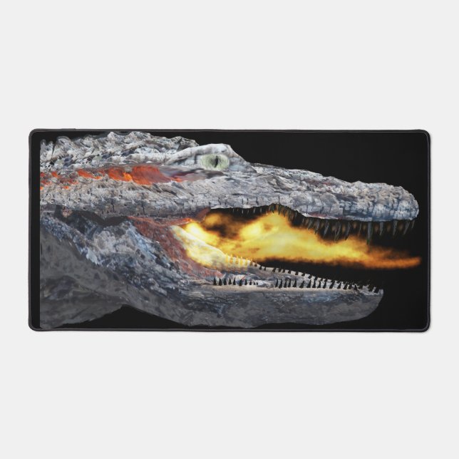 Fire-breathing Alligator Desk Mat (Front)