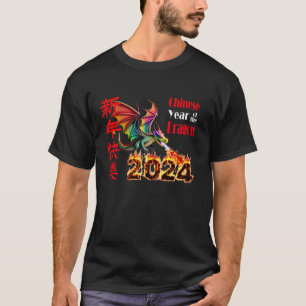 Fire Breathing Chinese Lunar New Year 2024 Dragon T-Shirt