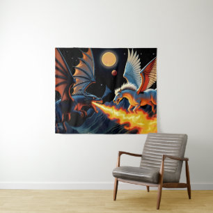 Fire Breathing Dragon and Pegasus Tapestry
