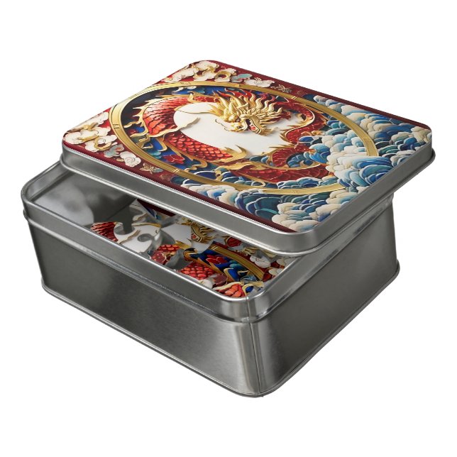 Fire breathing dragon artificial intelligence jigsaw puzzle (Lid Open)