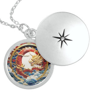 Fire breathing dragon artificial intelligence locket necklace