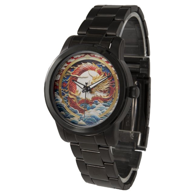 Fire breathing dragon artificial intelligence watch (Angled)