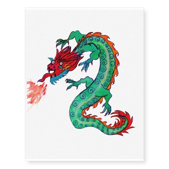 Fire-Breathing Dragon as Temporary Tattoo! Temporary Tattoos (Front)