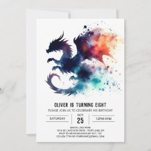 Fire Breathing Dragon Birthday Customizable Invitation