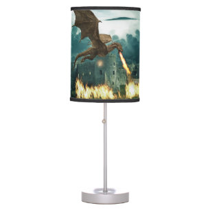 Fire Breathing Dragon Fantasy Castle Table Lamp