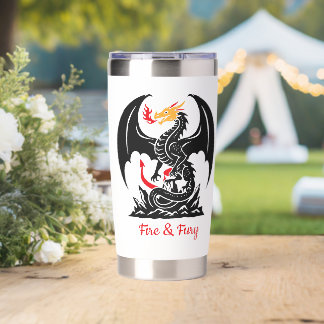 Fire Breathing Dragon Fantasy Graphic Custom Insulated Tumbler