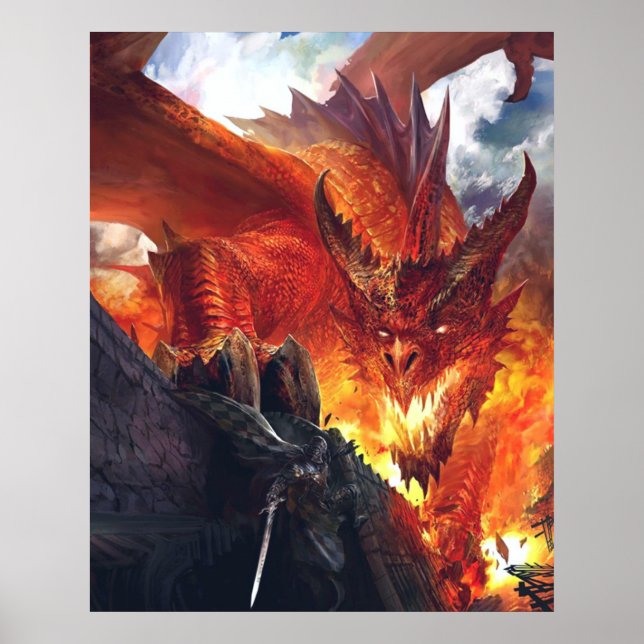 Fire Breathing Dragon Fantasy Poster (Front)