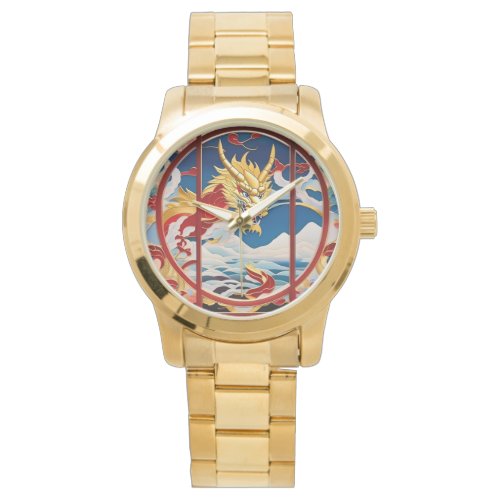 Fire breathing dragon Gold And Red Watch