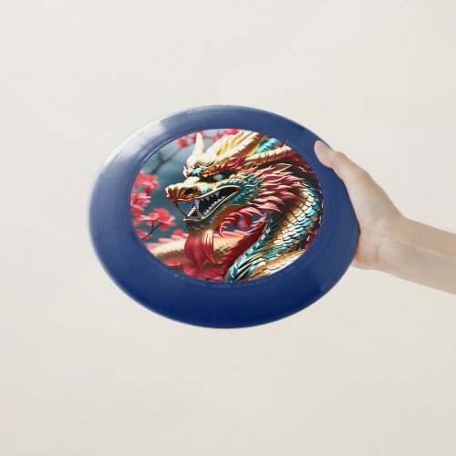 Fire breathing dragon gold blue and red scales Wham_O frisbee