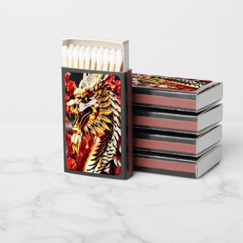 Fire breathing dragon gold head matchboxes