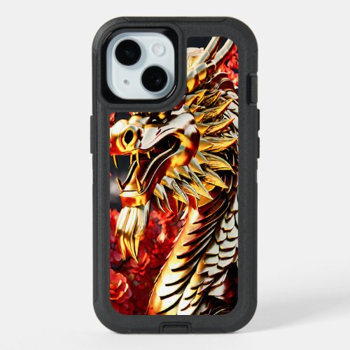 Fire breathing dragon gold head iPhone 15 case