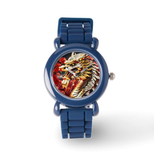 Fire breathing dragon gold head watch