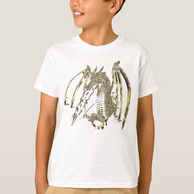 Fire-breathing Dragon Golden Dragon T-Shirt (Front)