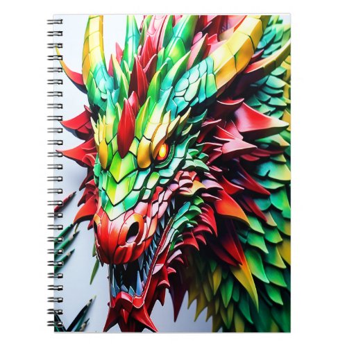 Fire breathing dragon Green And Red Notebook