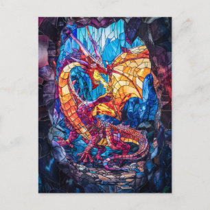 Fire-Breathing Dragon in Cave Postcard