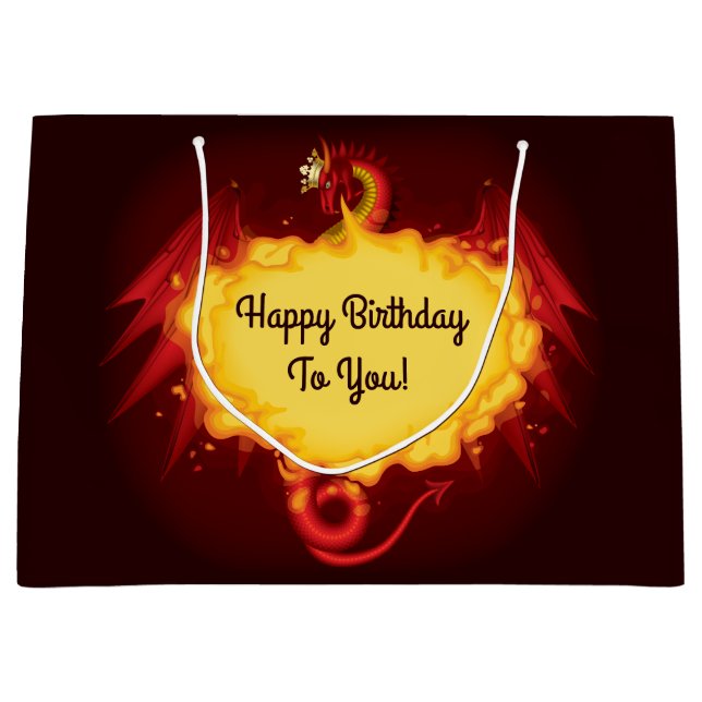 Fire Breathing Dragon Large Gift Bag (Front)