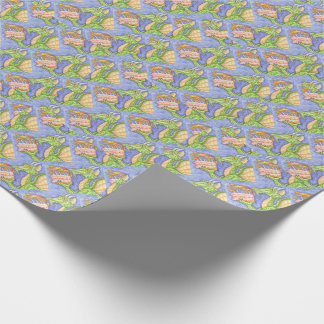 FIRE BREATHING DRAGON LIGHTING BIRTHDAY CANDLES WRAPPING PAPER