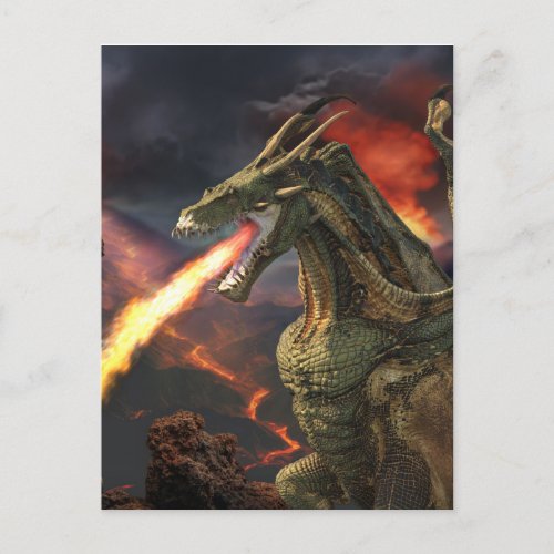 Fire Breathing Dragon Magical Fantasy Postcard