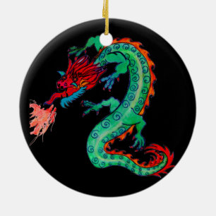 Fire Breathing Dragon on Holiday Ornament