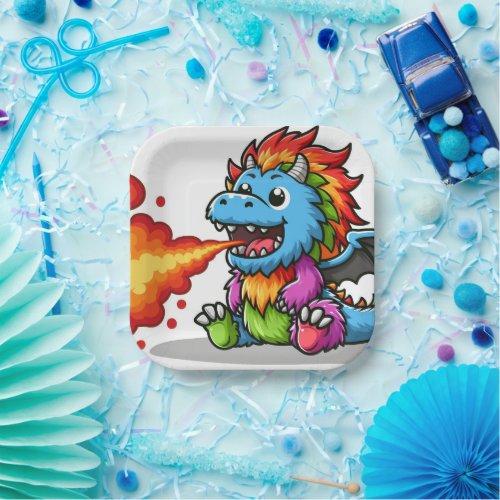 Fire Breathing Dragon Paper Plates