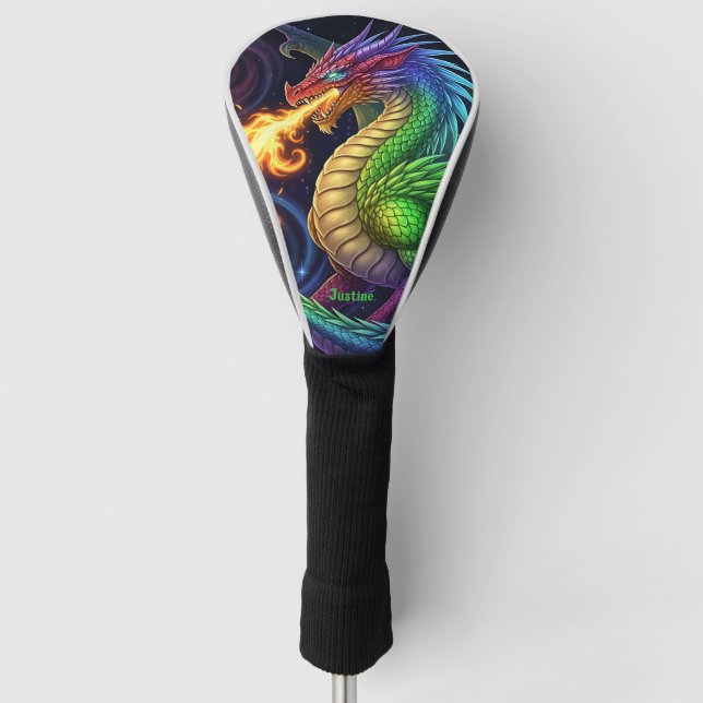 Fire Breathing Dragon Personalized Golf Head Cover (Front)